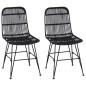 Preview: Esststuhl 2 stk. Rattan und Stahl Schwarz 41 x 55 x 85 cm