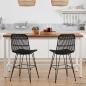 Preview: Esststuhl 2 stk. Rattan und Stahl Schwarz 41 x 55 x 85 cm