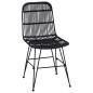 Preview: Esststuhl 2 stk. Rattan und Stahl Schwarz 41 x 55 x 85 cm