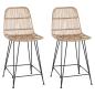 Preview: Barhocker 2 Stk. Natur 44 x 54 x 96 cm Rattan und Stahl
