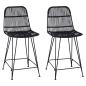 Preview: Barhocker 2 Stk. Schwarz 44 x 54 x 96 cm Rattan und Stahl