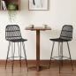 Preview: ARDEBO.de - Barhocker 2 stk. Schwarz 44 x 55 x 109 cm Rattan und Stahl