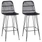 Preview: Barhocker 2 stk. Schwarz 44 x 55 x 109 cm Rattan und Stahl