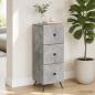 Preview: ARDEBO.de - Schubladenschrank Betongrau 33 x 34,5 x 90 cm Holzwerkstoff