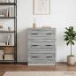 Preview: ARDEBO.de - Schubladenschrank 66 x 34,5 x 87 cm Holzwerkstoff Sonoma-Grau