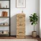 Preview: ARDEBO.de - Schubladenschrank 33 x 34,5 x 87 cm Holzwerkstoff Artisan-Eiche