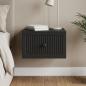 Preview: ARDEBO.de - Wandmontierter Nachttisch Schwarz 33 x 34,5 x 20 cm