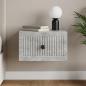 Preview: ARDEBO.de - Wandmontierter Nachttisch Betongrau 33 x 34,5 x 20 cm