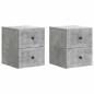 Preview: Wandmontierter Nachttisch 2 Stk. Betongrau 33 x 34,5 x 40 cm