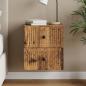 Preview: ARDEBO.de - Wandmontierter Nachttisch Altholz 33 x 34,5 x 40 cm
