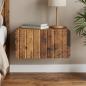 Preview: ARDEBO.de - Wandmontierter Nachttisch Altholz 49 x 34,5 x 24 cm