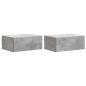 Preview: Wandmontierter Nachttisch 2 Stk. Betongrau 49 x 34,5 x 20 cm