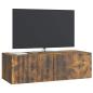 Preview: Wandmontierter TV-Schrank 98 x 41 x 30 cm Räuchereiche
