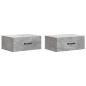 Preview: Wandmontierter Nachttisch 2 Stk. Betongrau 49 x 34,5 x 20 cm