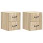 Preview: Wandmontierter Nachttisch 2 stk. Sonoma-Eiche 34,5 x 33 x 40 cm
