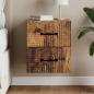 Preview: ARDEBO.de - Wandmontierter Nachttisch Altholz 34,5 x 33 x 40 cm