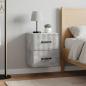 Preview: ARDEBO.de - Wandmontierter Nachttisch 2 stk. Betongrau 34,5 x 33 x 40 cm