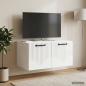 Preview: ARDEBO.de - Wandmontierter TV-Schrank Hochglanz Weiß 59,5 x 41 x 30 cm