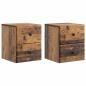 Preview: Wandmontierter Nachttisch 2 stk. Altholz 34,5 x 33 x 40 cm