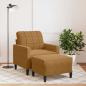 Preview: ARDEBO.de - Sessel mit Hocker Braun 60 cm Samt