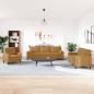 Preview: ARDEBO.de - 3-tlg. Sofagarnitur mit Kissen und Nackenrollen Braun Samt