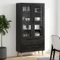 Preview: ARDEBO.de - Glasvitrine MOLDE 90 x 35 x 175 cm Massives Kiefernholz Schwarz