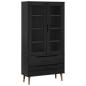 Preview: Glasvitrine MOLDE 90 x 35 x 175 cm Massives Kiefernholz Schwarz