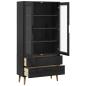 Preview: Glasvitrine MOLDE 90 x 35 x 175 cm Massives Kiefernholz Schwarz