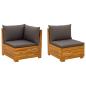 Preview: Garten-Lounge-Set mit Kissen 2 Stück Braun Massivholz Akazie