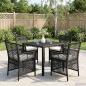 Preview: ARDEBO.de - Gartenstuhl 4 stk. Schwarz und Creme Poly-Rattan