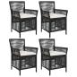 Preview: Gartenstuhl 4 stk. Schwarz und Creme Poly-Rattan