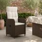 Preview: Verstellbarer Gartenstuhl Braun und Creme Weiß