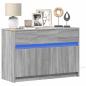 Preview: ARDEBO.de - TV-Schrank mit LED-Beleuchtung Grau Sonoma 91x34x61 cm
