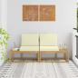 Preview: ARDEBO.de - Outdoor End Sofa mit Kissen 2 Stück Weiß Massivholz Akazie