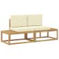 Preview: Outdoor End Sofa mit Kissen 2 Stück Weiß Massivholz Akazie