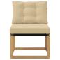 Preview: Outdoor Mittelsofa Massivholz Akazie und Textilene Stoff Weiß