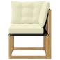 Preview: Outdoor Ecksofa Massivholz Akazie und Textilene Stoff Weiß