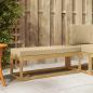 Preview: ARDEBO.de - Outdoor Hocker Bank Massivholz Akazie Weiß gewaschen und Beige