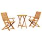Preview: Klapp Bistro Set 3 stk. Braun Massivholz Akazie