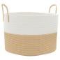 Preview: Aufbewahrungskorb Beige und Weiß Ø51x33 cm Baumwolle