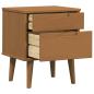 Preview: Nachttisch MOLDE Karamell 40 x 35 x 48 cm Massives Kiefernholz