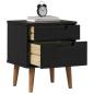Preview: Nachttisch MOLDE Schwarz 40 x 35 x 48 cm Massives Kiefernholz