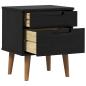 Preview: Nachttisch MOLDE Schwarz 40 x 35 x 48 cm Massives Kiefernholz