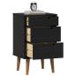 Preview: Nachttisch MOLDE Schwarz 40 x 35 x 65 cm Massives Kiefernholz