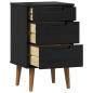 Preview: Nachttisch MOLDE Schwarz 40 x 35 x 65 cm Massives Kiefernholz