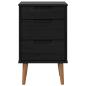Preview: Nachttisch MOLDE Schwarz 40 x 35 x 65 cm Massives Kiefernholz