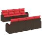 Preview: Sofa Set 9 pcs Braun und Rot Polyester
