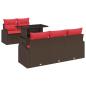 Preview: Gartensofa-set mit Kissen 6 pcs Braun Poly Rattan