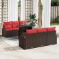 Preview: ARDEBO.de - Gartensofa-set mit Kissen 7 pcs Braun Poly Rattan