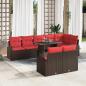 Preview: ARDEBO.de - Gartensofa-set 9 stk. 8-Sitzanzahl Braun und Rot Poly-Rattan